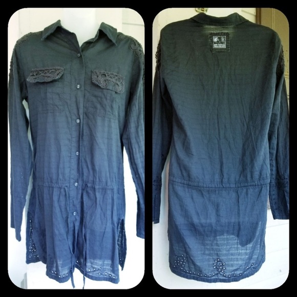 Da-Nang Vtg Surplus Eyelet Battenburg Tunic Top. Size S. - Picture 4 of 7